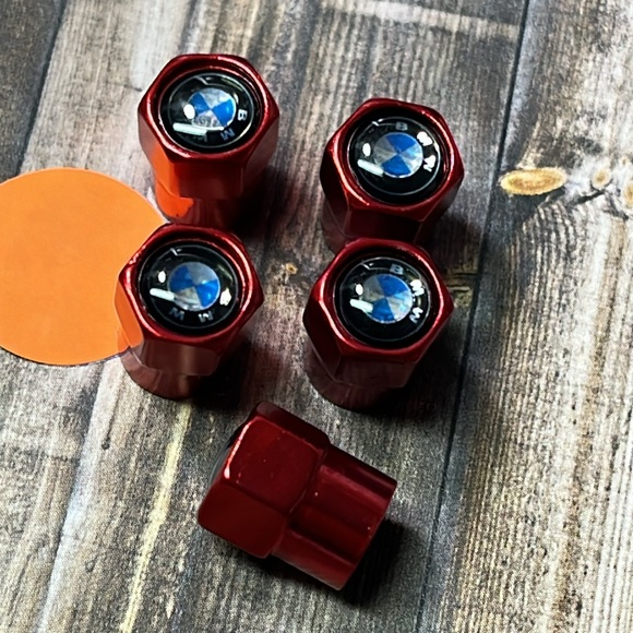 5for$10 Red BMW logo Stem Caps Tire Stem Valve Caps Car Accessories NWT - Picture 4 of 4